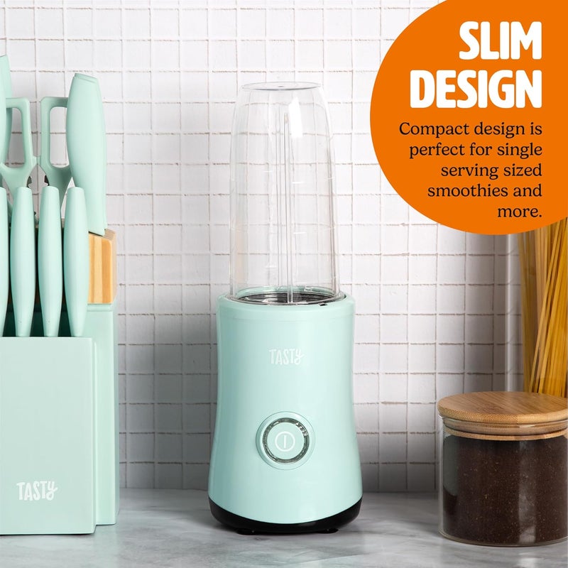 Tasty Personal Blender With Cup, 350W Powerful Blending Motor, 9-Piece Set With 4 Cups & Travel Lid, Compact & Portable, Aqua - Image 4